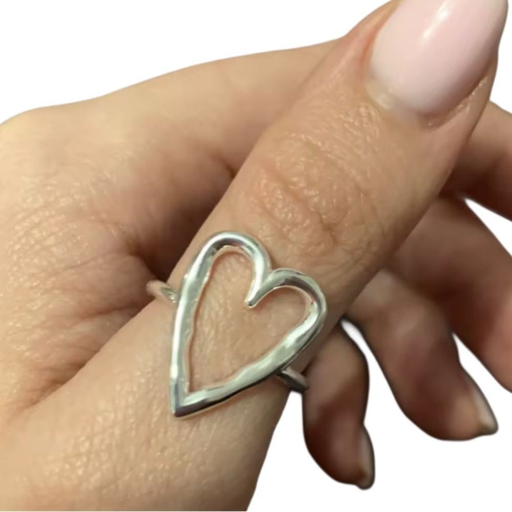 Big Heart adjustable ring in 925 sterling silver